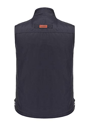 Spanye Men Outdoor Padded Puffer Vest Thick Warm Multi-Pocket Photography Fishing Jacket Dark Blue-M #TOP1