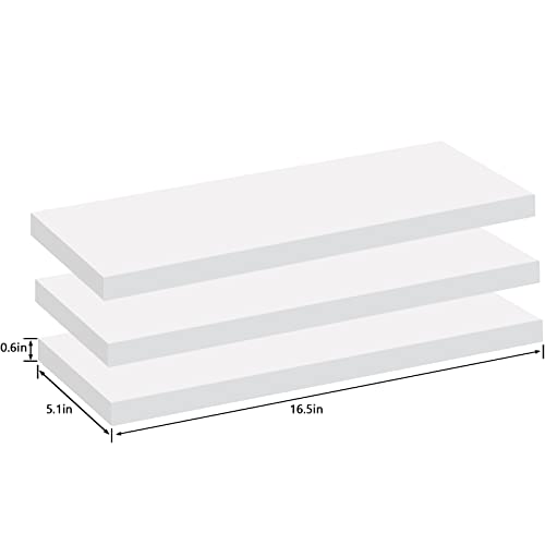 Senyan White Floating Wall Shelves Set Of 3 Wall Mounted Wood White Shelf Modern Storage Floating Wall Shelf Set With Invisible Brackets For Bathroom, Bedroom, Living Room, Kitchen, Office #TOP2