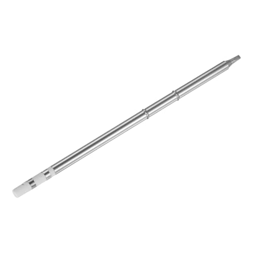 Image of HARFINGTON Soldering Iron Tips T12-D24 Flat Edge 2.5mm Chisel Width Nickel-Plated Solder Welding Replacement Tip for Electrical Solder Station, Silver
