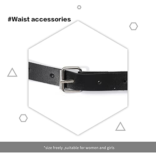 Bodiy Punk Women Waist Belts Pu Leather Fashion Body Chain Belt Circle Rave Halloween Accessories Belt Adjustable Gothic (Black-04) #TOP3