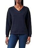 mit Ausschnitt in V-Form Comma CI Damen Sweatshirt Langarm Kapuzenpullover, 5996 Marine, 42