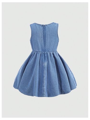 MakeMeChic Girl's Bow Knot Denim Bubble Dress Sleeveless Crew Neck Y2K Summer Tank Mini Dresses2