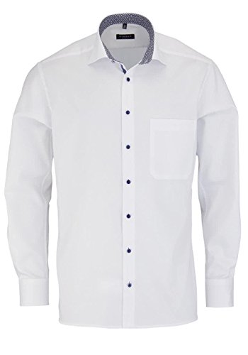 Eterna Comfort Fit Langarm Weiß Strukturiert mit