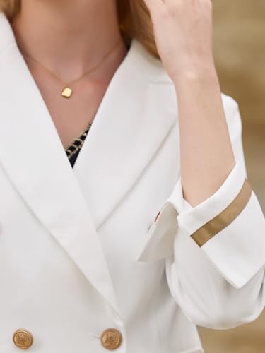 Women's Business Casual Blazer Double Breasted 3/4 Sleeve Dressy Work Office Suit Jacket4
