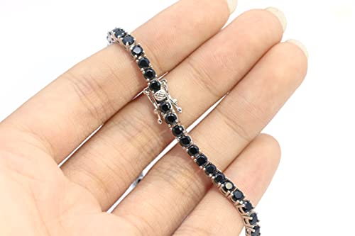 3mm Round Natural Gemstone Bracelet S925 Fine Natural Gemstone Bracelet Tennis,Black Natural Gemstone Tennise Bracelet,Jewelry Gifts for Women ﻿ ﻿4