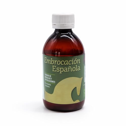 LABORATORIOS PINO Embrocación Española Analgésico Externo para Caballos – Trastornos Osteoarticulares, Musculares y Afecciones Respiratorias Leves – Acción Balsámica – Envase 250 ml