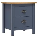 WGYHOME Nachttisch Hill Grau 46x35x49,5 cm Massivholz Kiefer,Einfache Montage & wischreinige Oberfläche,stabil & feuchtigkeitsbeständig – ideal für Schlafzimmer & Moderne Wohnzimmer