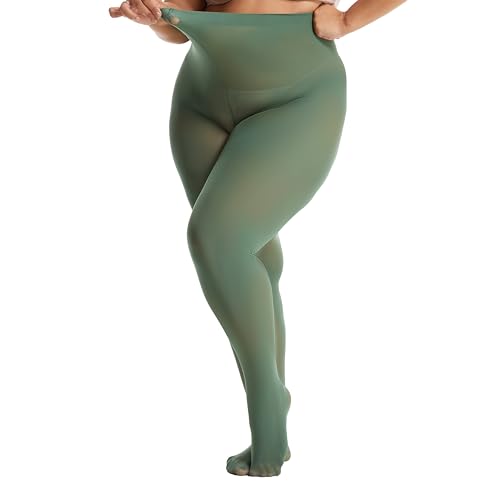 Image of Frola Plus Size Tights for Women Semi Opaque Control Top High Waist Stockings 60 Denier Women's Pantyhose 2X 3X 4X 5X