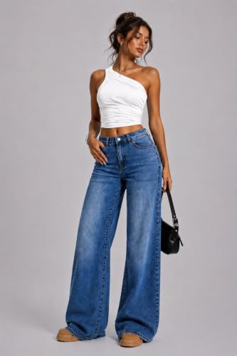 Image of ADBUCKS Baggy Jeans for Women || Women,s Loose Jean Pants || Oversized Jean's for Women's || Wide Leg Jean,s for Woman || Casual Jins for Woman's
