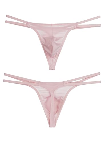 Men's Cotton Thong G-String with Double Waistband - Bulge Pouch Sexy and Seamless 1 Pack4