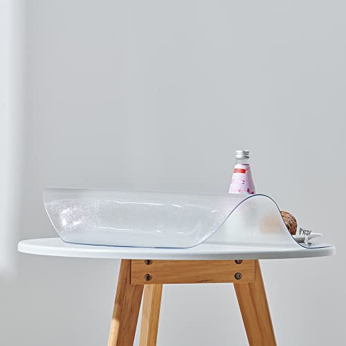 Leffora Diameter 36 Inches Round Frosted Table Protector, 1.5Mm Thick Waterproof Oil Proof Plastic Tablecloth Protector Circle Table Pad For Living Room Table Trainning Meeting Table Conference Table #TOP3