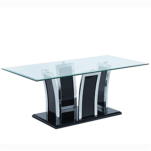 Furniture Of America Manhattan Glass Top Coffee Table In Glossy Black #TOP26