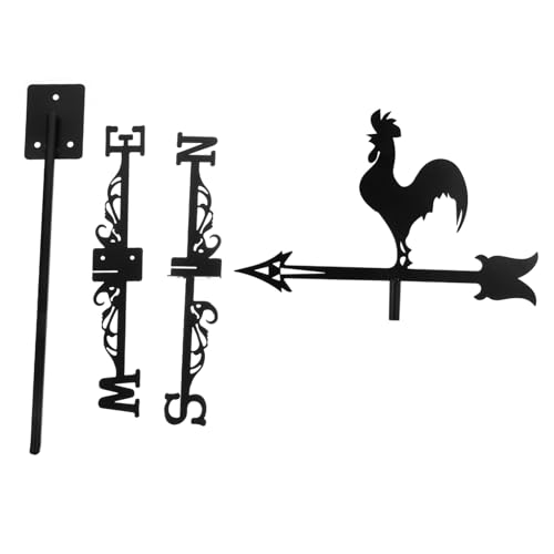 Happyyami Girouette Rétro avec Coq Outil De Mesure Vent pour Jardin Et Décoration Extérieure Facile à Assembler Durable Et Rotative