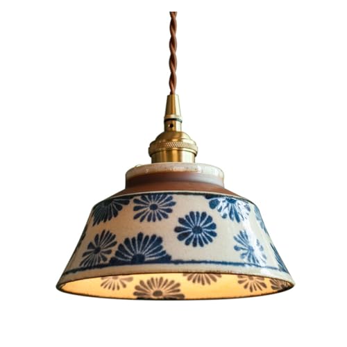 Lámpara colgante cerámica retro iluminación de techo comedor chino