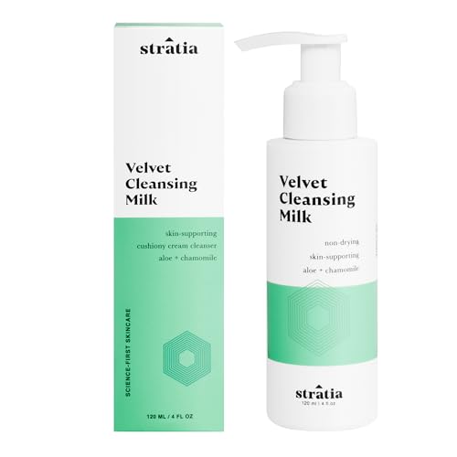 Stratia Velvet Cleansing Milk - Gentle Cream Face Cleanser, Moisturizing & Non-Foaming with...