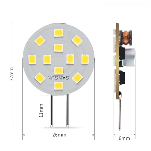 SANSUN G4 LED Bulbs 2W Equivalent to 20W Halogen, G4/GU4/GZ4 Bi-Pin Base, AC/DC12V 5000K 120° Wide Angle - Image 3