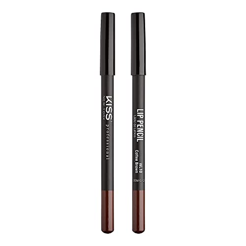 KISS NEW YORK Professional Slim Lip Pencil, Creamy Soft Lip Liner, Smooth Long-Lasting Rich Lip Color, Natural Lip Makeup, Water-Resistant Lip Crayon (Coffee Brown)
