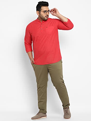 Image of Urbano Plus Men Mid Rise Cotton Regular Fit Casual Chino Pants Stretch
