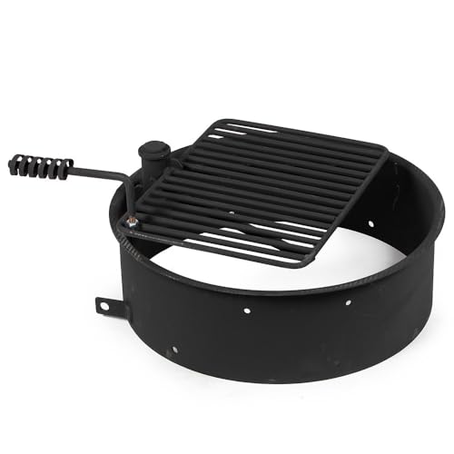 TITAN GREAT OUTDOORS 24" Steel Fire Ring with Cooking Grate Campfire Pit Park Grill