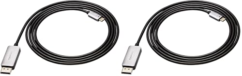 Image of Amazon Basics Aluminum Uni-Directional USB-C (Source) to DisplayPort Cable (Display) - 6-Foot (Pack of 2)