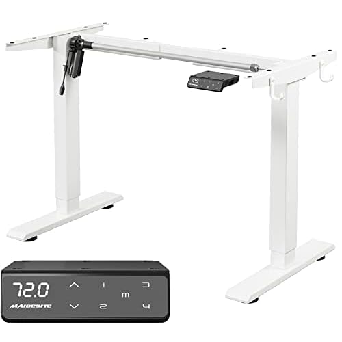 MAIDeSITe Schreibtisch elektrisch mit starken Motor, tischgestell höhenverstellbar 2 teiligen Beinen sowie auch 4 Memory-Steuerung -T1 Pro(Weiß)