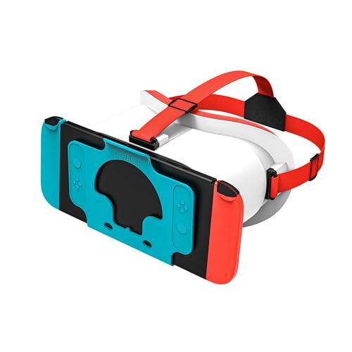VR-Headset, für Nintendo Switch & Switch OLED konzipiert, VR-Brille mit verstellbaren HD-Objektiven und bequemem Kopfgurt, 3D-Brille für Nintendo Switch OLED (Weiß)
