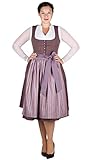 Hammerschmid Dirndl Schliersee midi 70er Länge in Lila beige mit gewebter Schürze.