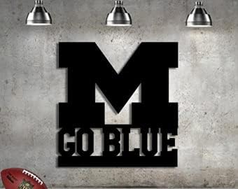 Football Sign - Michigan College - Go Blue - Metal Sign - Man Cave - Football Fan - Metal Wall Art - Gift