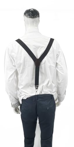 Image of Mens Suspenders with 3 Swivel Hooks Belt Loops 1.4 Inch Wide Heavy Duty Adjustable Braces