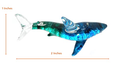 Handmade Mini Glass Ocean Blue Shark Blown Glass Art Ocean Animal Collectible Figurines Figures Ornament Miniature For Anniversary Birthday Wedding Gift Ideas Cool Stuff Home Room Garden Decor No.2 #TOP2