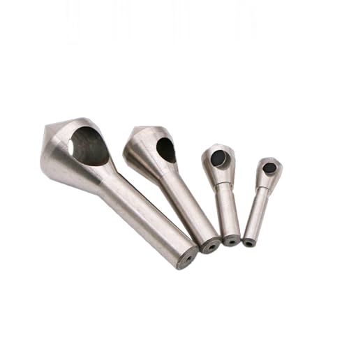 Bamyli 4 Pcs Countersink Drill Bit Titanium Coated Countersink Chamfer Tool High Speed Steel Countersink Chamfer Deburring Drill Bit Set for DIY Wood Metal Plastic, Silver