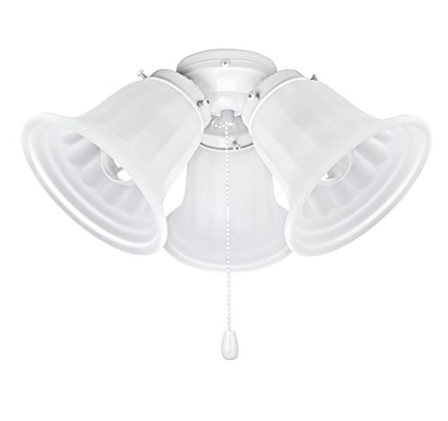 Image of Aspen Creative 22002-21, Three-Light Ceiling Fan Fitter Light Kit with Pull Chain, Painted White