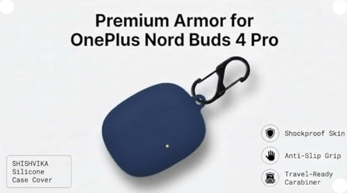 Image of SHISHVIKA Silicone Case Cover Compatible with OnePlus Nord Buds 4 Pro | Shockproof Protective Cover | Soft TPU Skin | Anti-Slip | Dustproof | LED Visible | Keychain Hook Included (Blue)