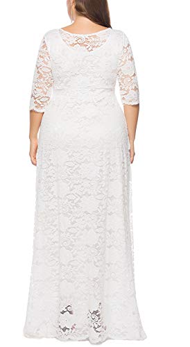 Image of Eternatastic Women's Floral Lace 2 /3 Sleeves Maxi Dress Plus Size Evening Party Dresses