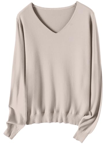 SANGTREE Sweater for Women V Neck Casual Long Sleeve Lightweight Knit Pullover Tops2