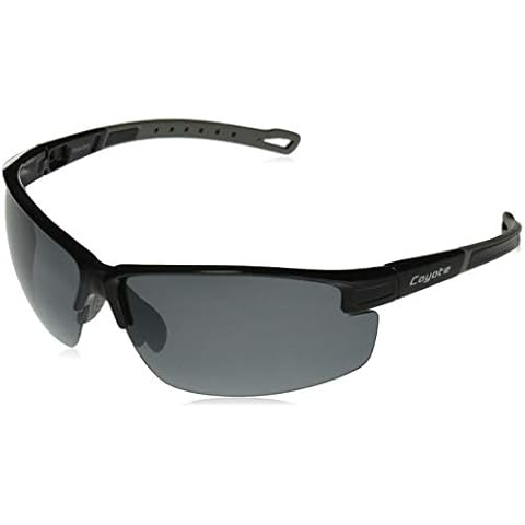 Coyote Eyewear Performance Polarized Sunglasses, Black Frame, Gray/Silver Lens Cover
