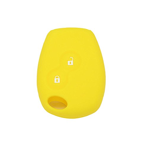 BROVACS Silicone Cover Protector Case Holder Skin Jacket Compatible with RENAULT DACIA 2 Button Remote Key Fob CV4350 Yellow
