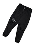 Reason Jogger Pants for Men, Polyester Joggers Elastic Waist & Drawstring, Justin Moto Cuffed Slim Fit Black Jogger, M