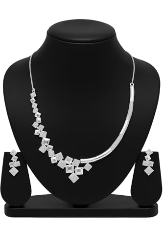 Image of Nilu's Collection Rose Gold Plated AD Stone Jewellery Set for Women, Girls | Special Ocassion, Wedding, Engagement, Dating | Anti Tarnish | Anti Allergy | Necklace and Earring Set | Gift for Her