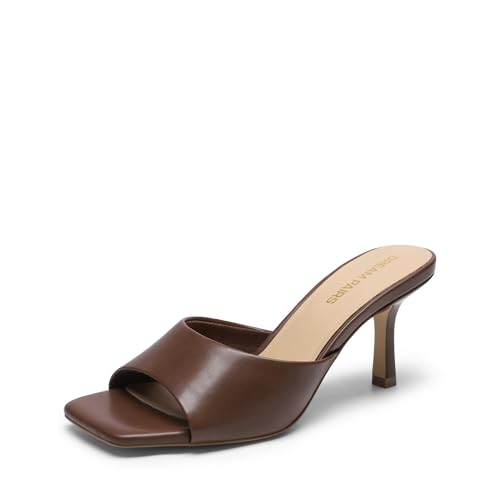 Image of DREAM PAIRS 2026 Women's Kitten Heels Sandals - Square Toe Slip On Low Heels, Heeled Mules Footwear for Everyday, Dressy & Casual Occasions