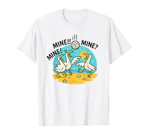 Mine Seagull Funny Beach Volleyball Graphic T-Shirt