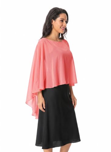 Image of Baoqiya Chiffon Capes Sheer Capelets Long Cape Poncho For Women Plus Size