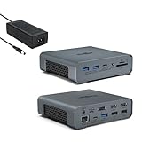 【Station d'accueil 16 en 1 pour ordinateur portable】 La station d'accueil Sixteen ports USB C vous aide à connecter presque tous les appareils via un seul port USB-C pleine fonctionnalité ; ports vidéo 4K pour afficher différents contenus sur chaque écran, port Gigabit LAN, fentes pour cartes SD et TF haute vitesse, et ports USB élevés. Remarque : soyez sûr de vous connecter. the supplied Alimentation : 65 W pendant le fonctionnement