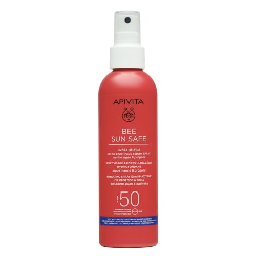 Apivita Bee Sun Safe Hydra Fresh Spray para Rostro y Cuerpo SPF50 - Protección solar en spray con propóleo, alga marinas y ácido hialurónico - Protección UV - Resistente al agua, la arena y el sudor