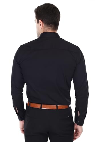 Image of Men's Solid Cotton Blend Formal Shirt with Pocket | Plain Design with Spread Collar & Full Sleeves - Regular Fit (Pack of 2)