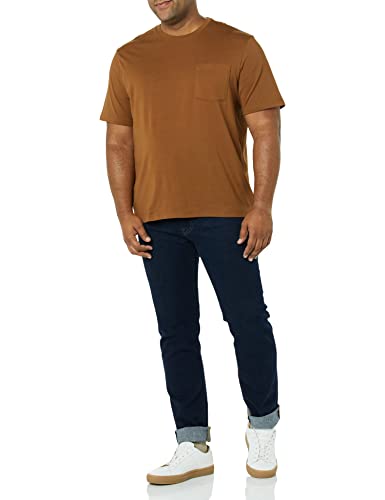 Amazon Essentials Mens T-Shirts, Regular-Fit, Short-Sleeve Crewneck Pocket, Pack of 2, Black/Brown, X-Small image 4