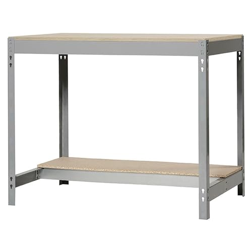 SimonRack Banco de Trabajo Taller, Capacidad Carga 400 kg, 842x910x760 mm, Mesa de Trabajo, Gris/Madera - BT0