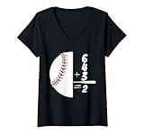 Photo Gallery donna baseball doppio gioco 6+4+3=2 divertente baseball 6 4 3 2 maglietta con collo a v Photo Gallery donna baseball doppio gioco 6+4+3=2 divertente baseball 6 4 3 2 maglietta con collo a v