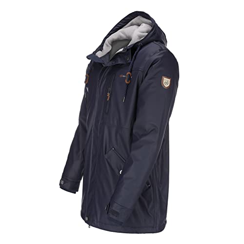 Dry Fashion Herren Regenjacke Bergen - Herrenjacke Regenmantel Männer Jacke Gefüttert Winddicht Wasserdicht in Navy Größe XL