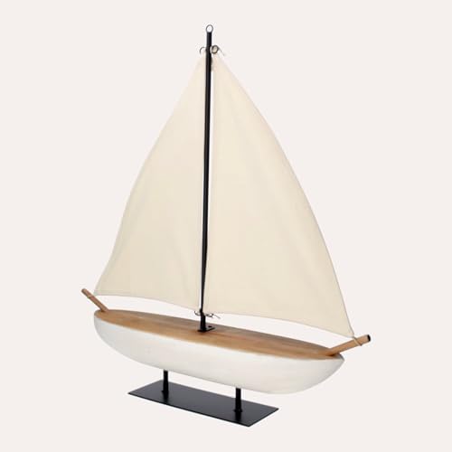KEYHOMESTORE - Survêtement bateau avec voile, en bois, hauteur 67 cm, idéal comme complément d'ameublement pour meubles, étagères et tables.